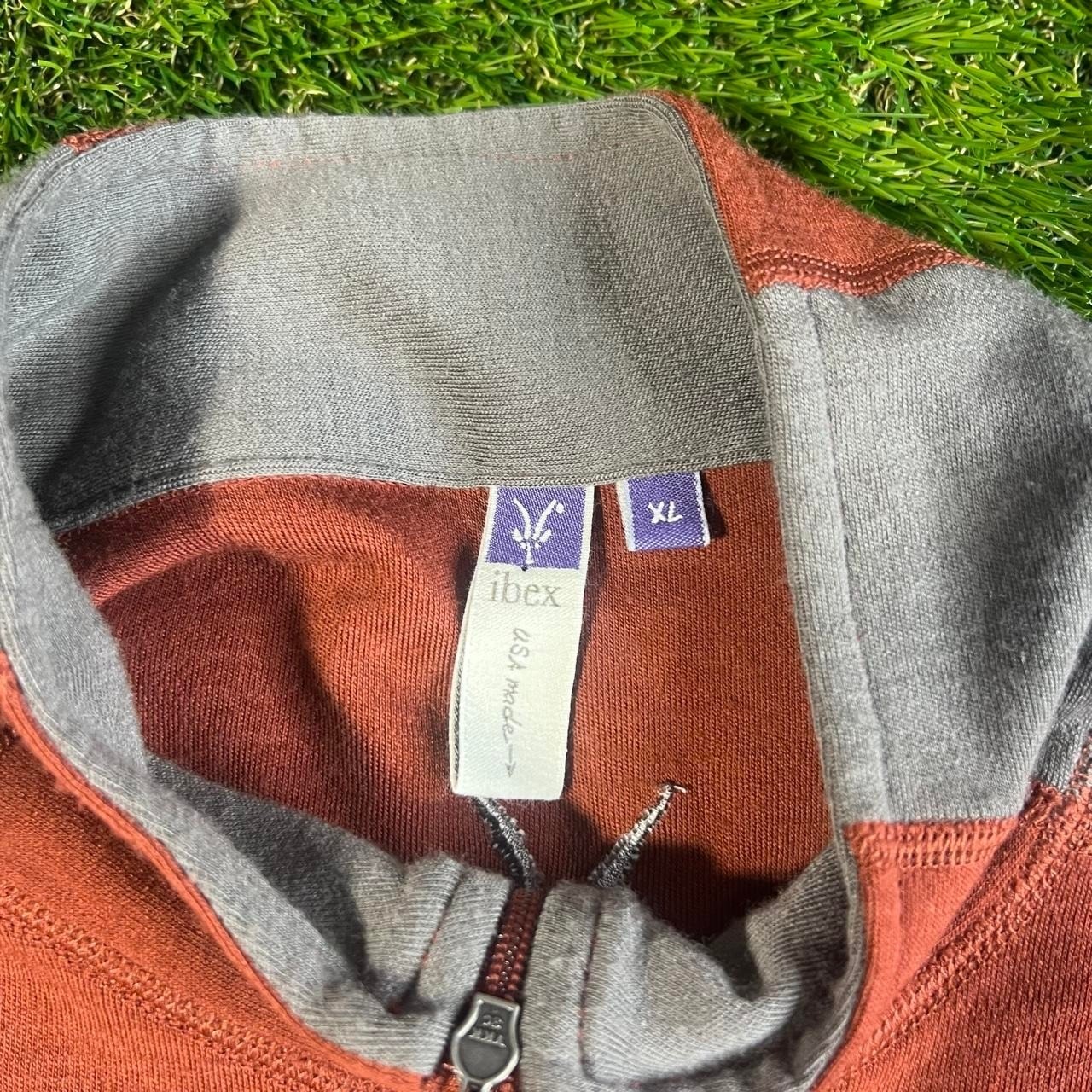 Ibex Merino Wool 1/4 Zip Pullover Sweater Rust Gray Colorblock Men's Xl Euc — image 2 of 6